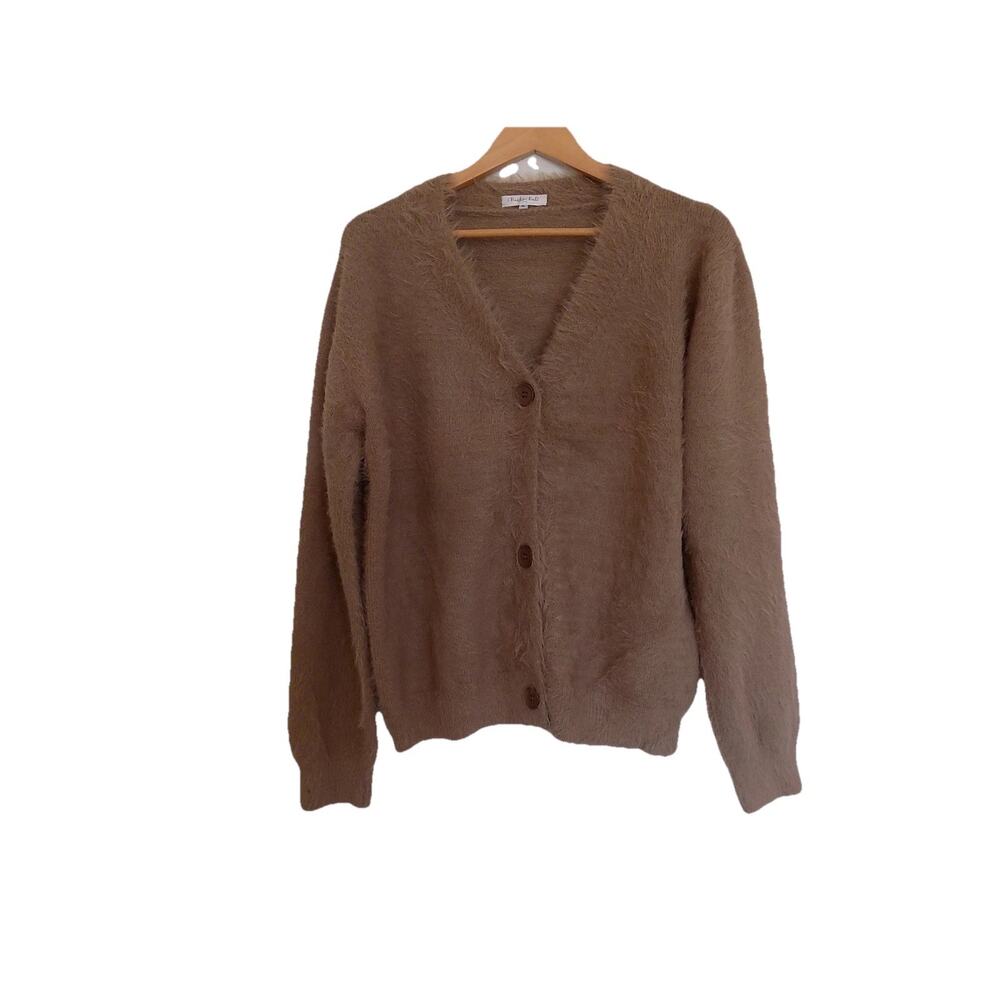 Back from Bali brown cardigan sweater fuzzy size XL NWT